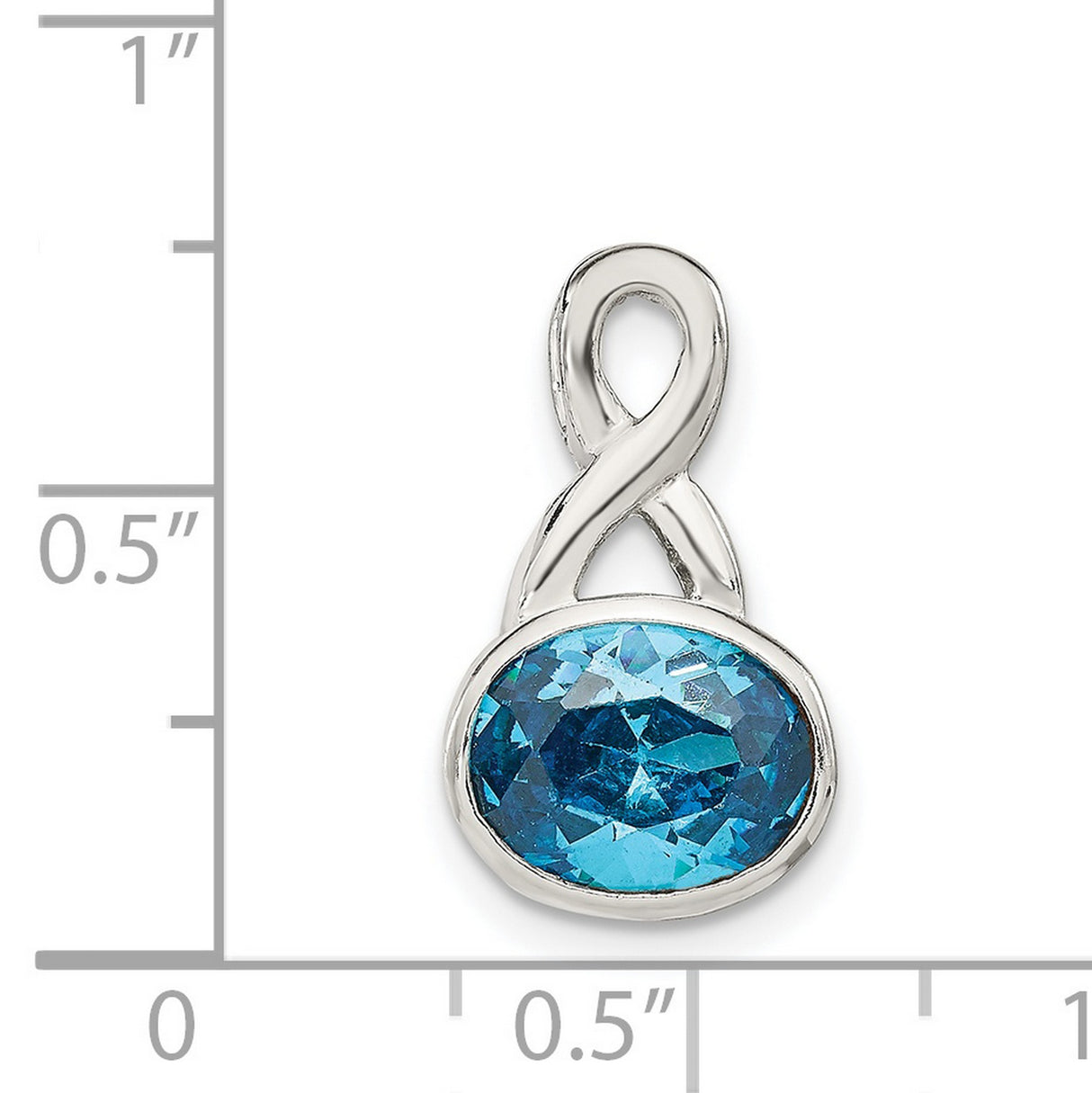 Blue CZ Charm Pendant in Real 925 Sterling Silver