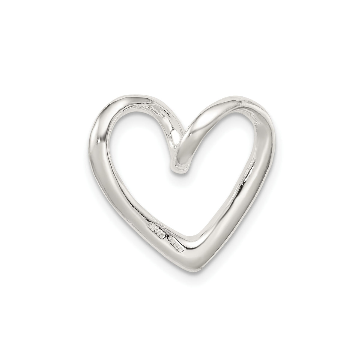 Sterling Silver Open Heart Pendant, Minimalist Modern Design for Women