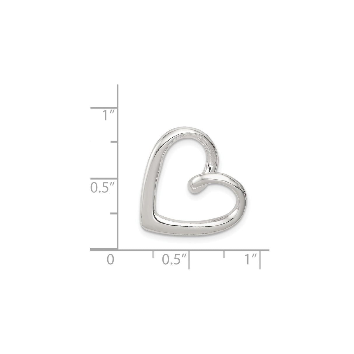 Sterling Silver Open Heart Pendant, Minimalist Modern Design for Women