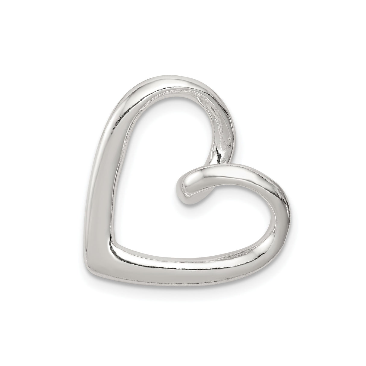 Sterling Silver Open Heart Pendant, Minimalist Modern Design for Women
