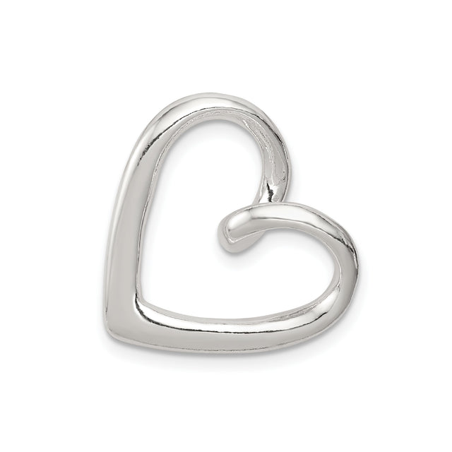 Sterling Silver Open Heart Pendant, Minimalist Modern Design for Women