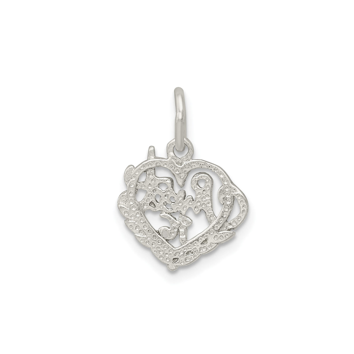 Sterling Silver Quinceañera 15 Heart Pendant Charm, Stylized Script, Cultural Keepsake for Teen Girl