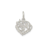 Sterling Silver Quinceañera 15 Heart Pendant Charm, Stylized Script, Cultural Keepsake for Teen Girl