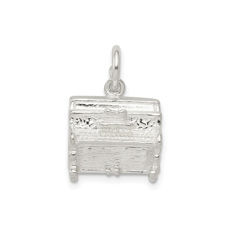 Sterling Silver Coffin Pendant with Bow and Handles, Gothic Casket Charm for Unisex or Bracelet