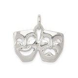 Sterling Silver Comedy and Tragedy Mask Pendant, Greek Theater Drama Charm