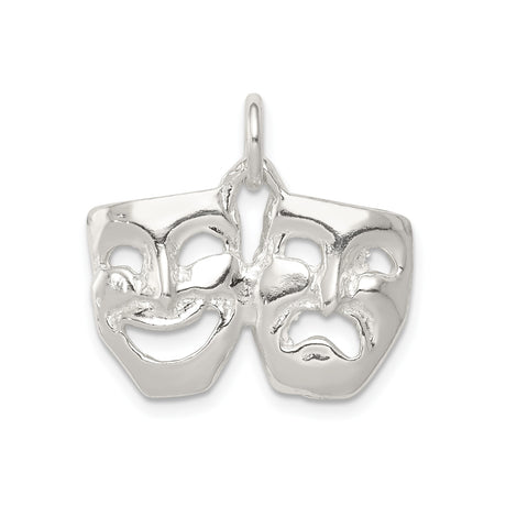 Sterling Silver Comedy and Tragedy Mask Pendant, Greek Theater Drama Charm