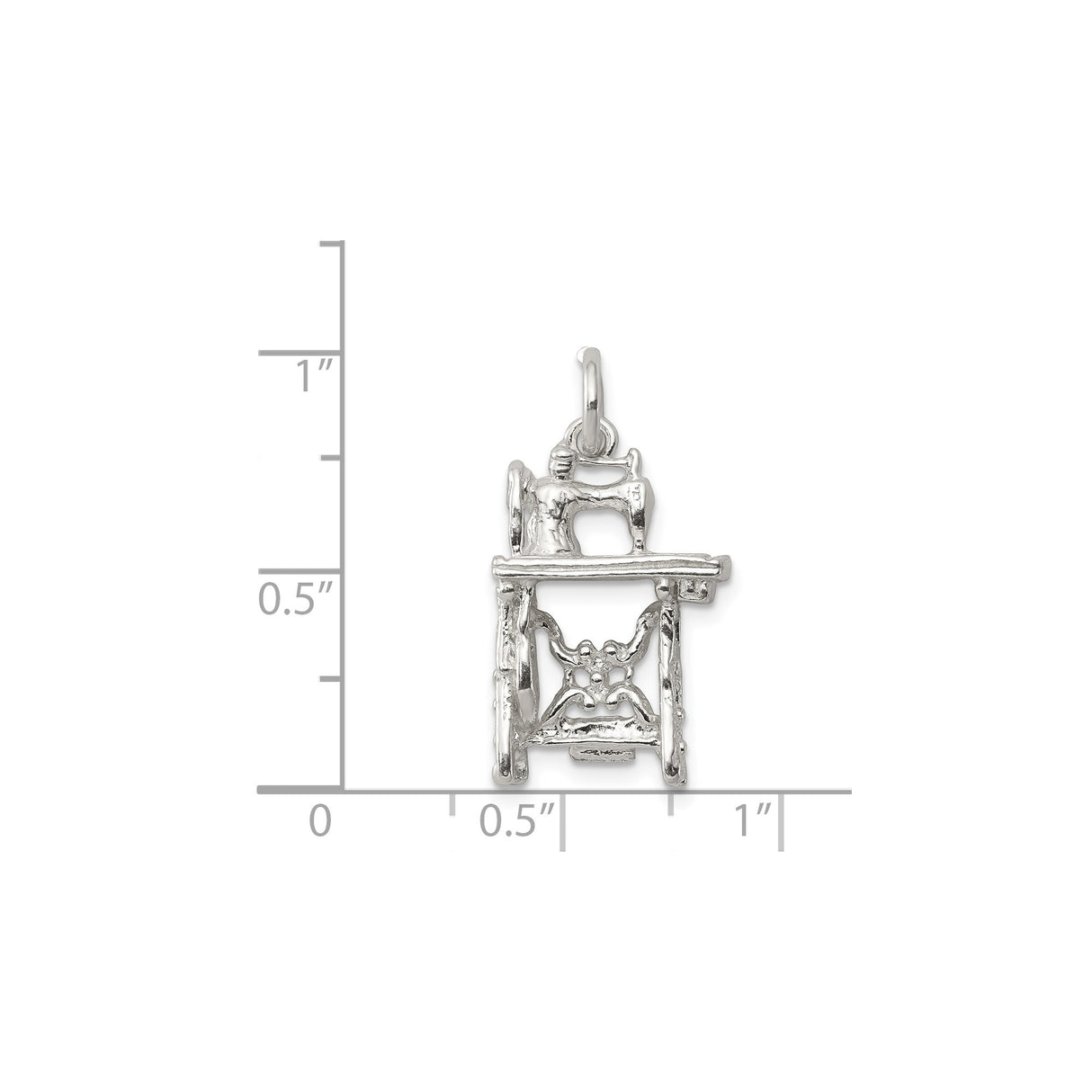 Sterling Silver Sewing Machine Pendant, Vintage Treadle Design Craft Charm