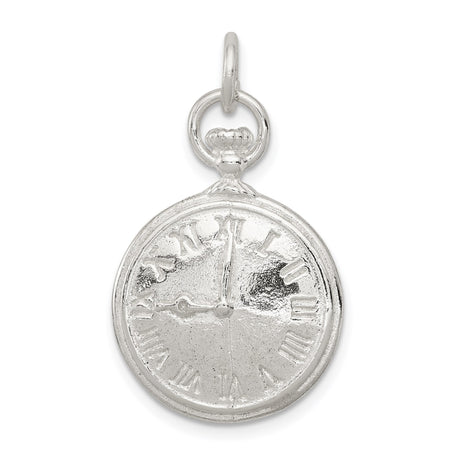 Sterling Silver Pocket Watch Pendant with Roman Numerals and Vintage Design