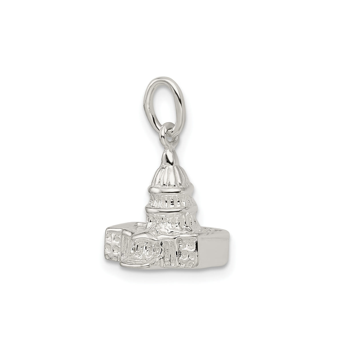 Sterling Silver Capitol Building Pendant, Detailed Dome Charm, Patriotic Washington DC Souvenir