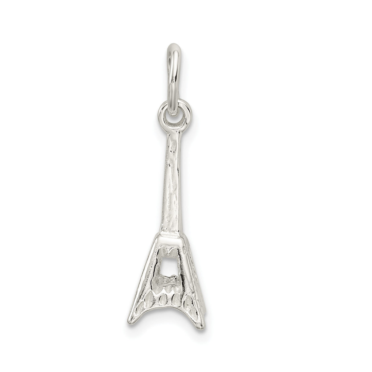 Sterling Silver Electric Guitar Pendant, V Style Rock Jewelry Charm for Music Lovers