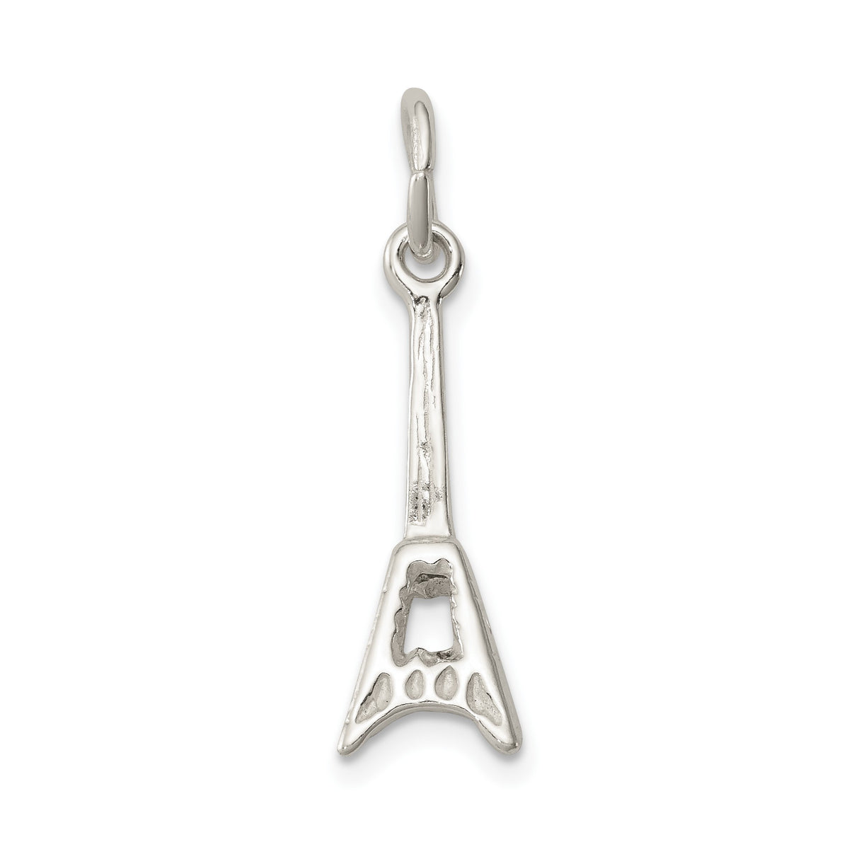 Sterling Silver Electric Guitar Pendant, V Style Rock Jewelry Charm for Music Lovers