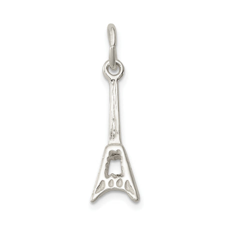 Sterling Silver Electric Guitar Pendant, V Style Rock Jewelry Charm for Music Lovers