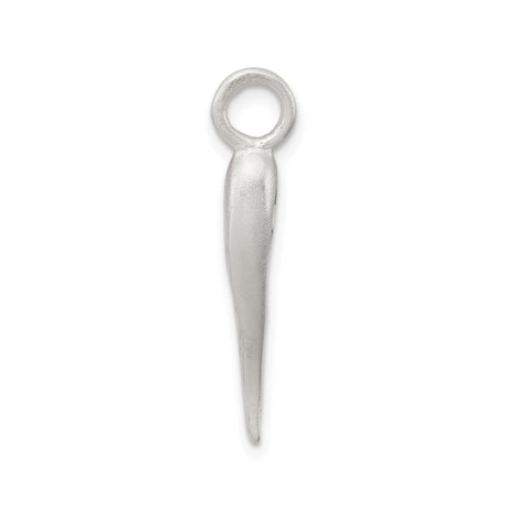 Sterling Silver Italian Horn Pendant, Curved Amulet for Protection and Luck