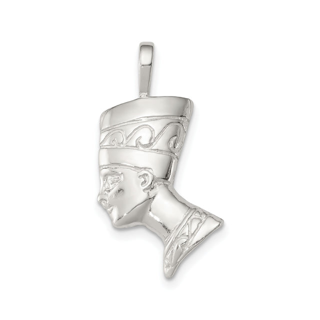 Sterling Silver Nefertiti Pendant with Egyptian Profile Charm, African Heritage Jewelry