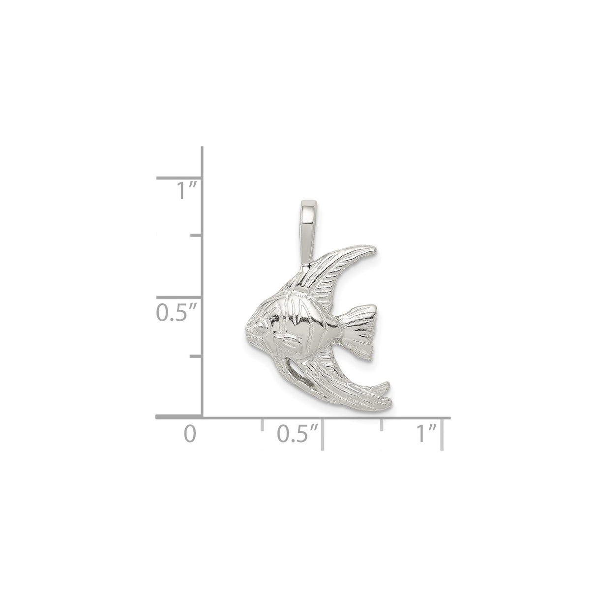 Sterling Silver Tropical Fish Pendant with Detailed Fin and Scale Design