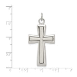 Sterling Silver Latin Cross Pendant with Beveled Edge and High Polish Finish