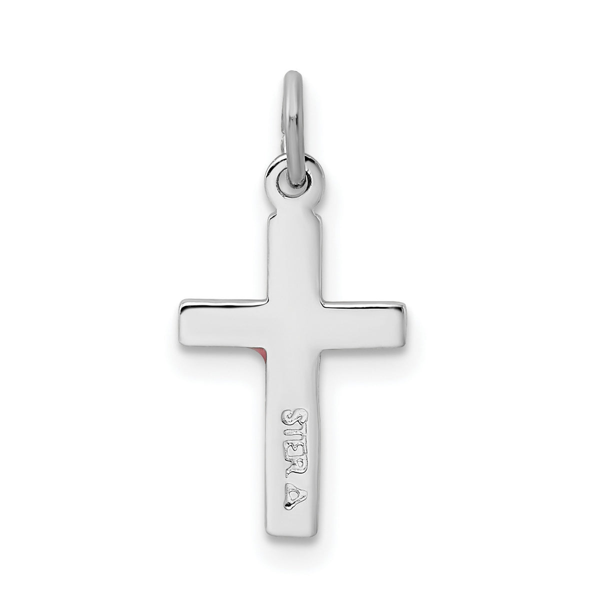 Enameled Cross Charm Pendant in Real 925 Sterling Silver