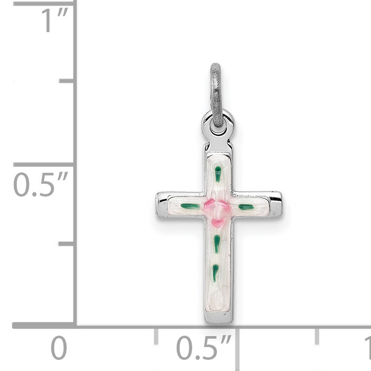 Enameled Cross Charm Pendant in Real 925 Sterling Silver