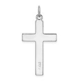Sterling Silver Cross Pendant with Stylized Inset Design and Matte Finish, Unisex