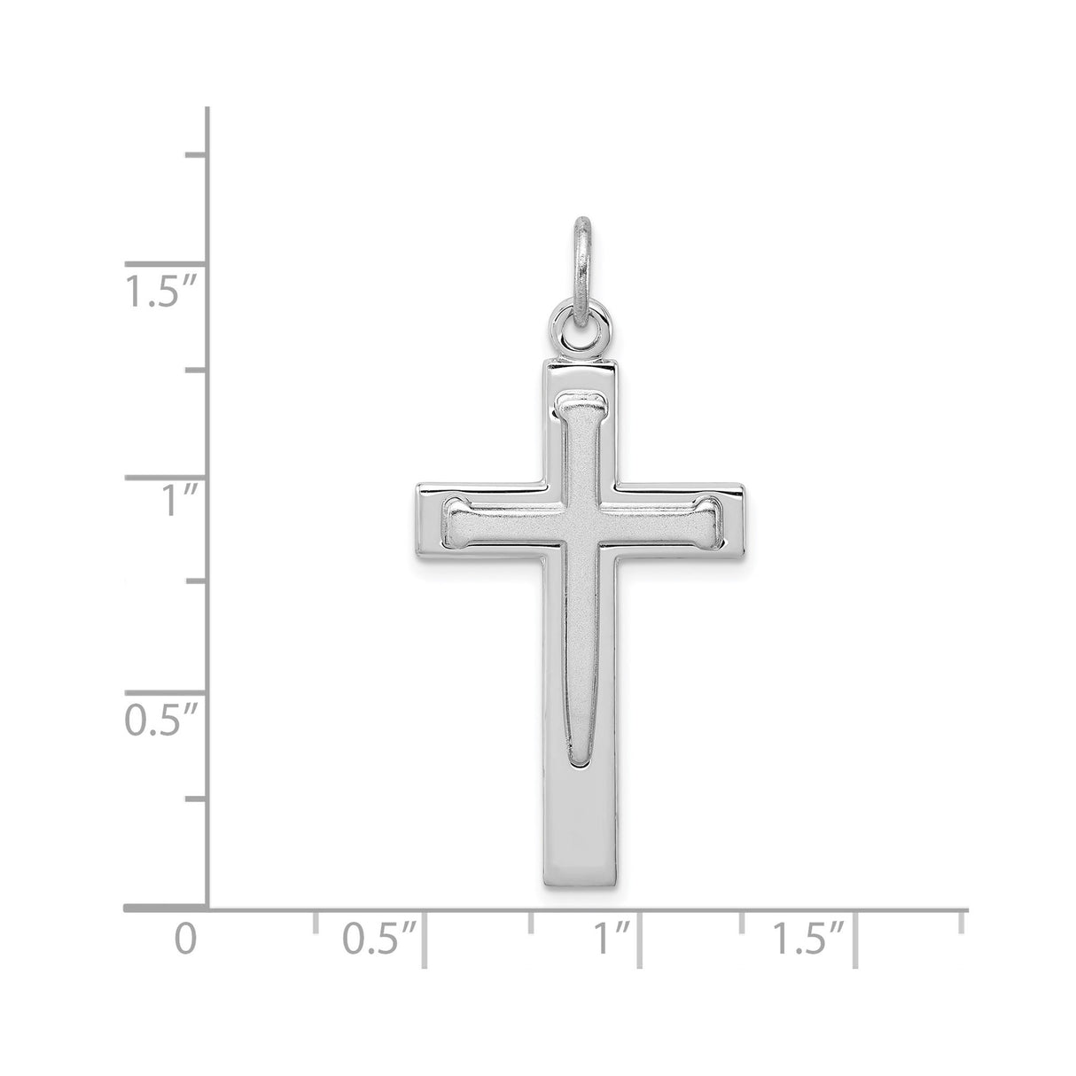 Sterling Silver Cross Pendant with Stylized Inset Design and Matte Finish, Unisex
