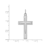 Sterling Silver Cross Pendant with Stylized Inset Design and Matte Finish, Unisex