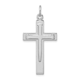 Sterling Silver Cross Pendant with Stylized Inset Design and Matte Finish, Unisex