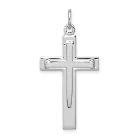 Sterling Silver Cross Pendant with Stylized Inset Design and Matte Finish, Unisex