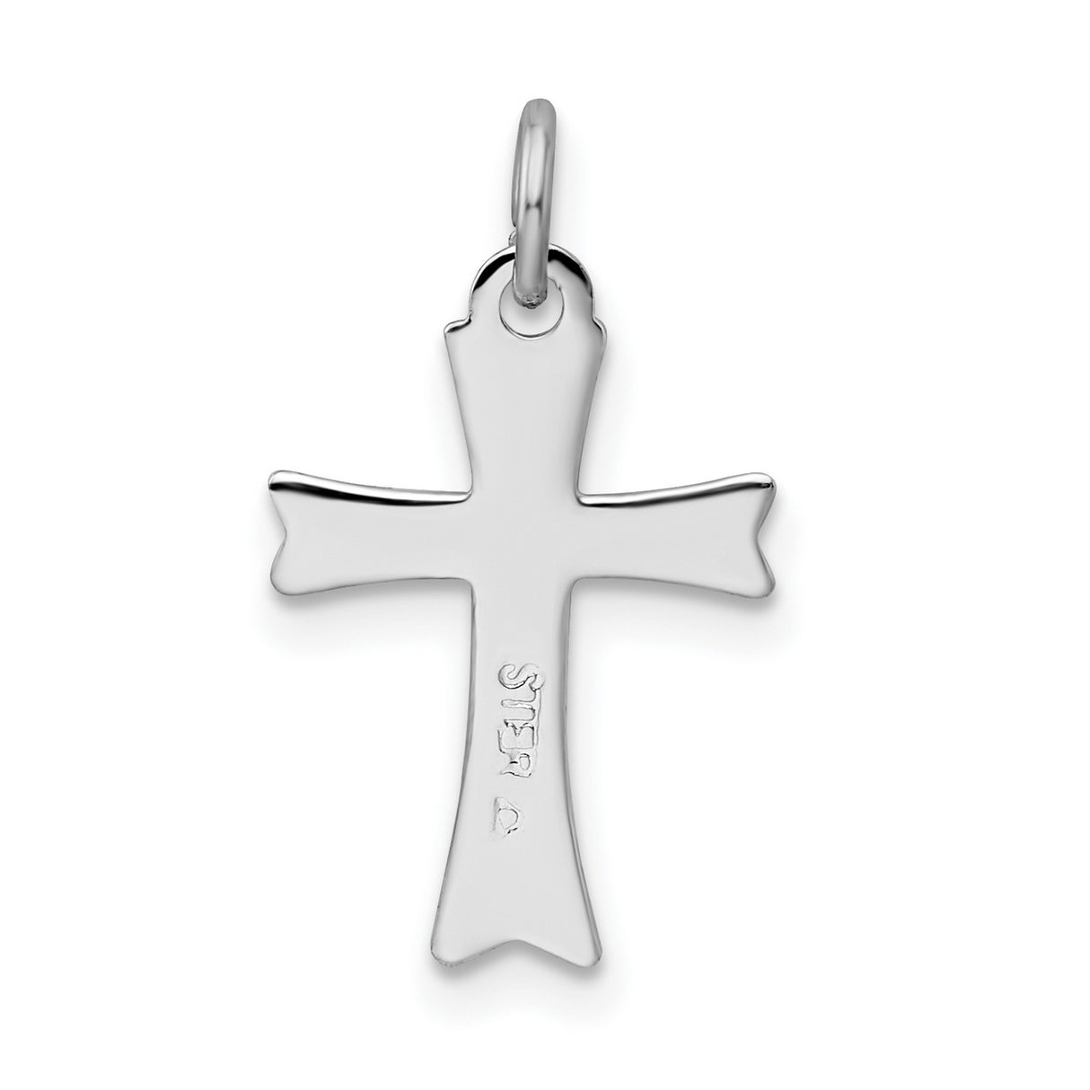 Black Enameled Cross Charm Pendant in Real 925 Sterling Silver