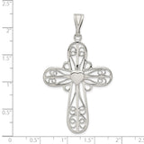 Sterling Silver Cross Pendant with Filigree and Heart Center Detailing, Vintage Religious Style