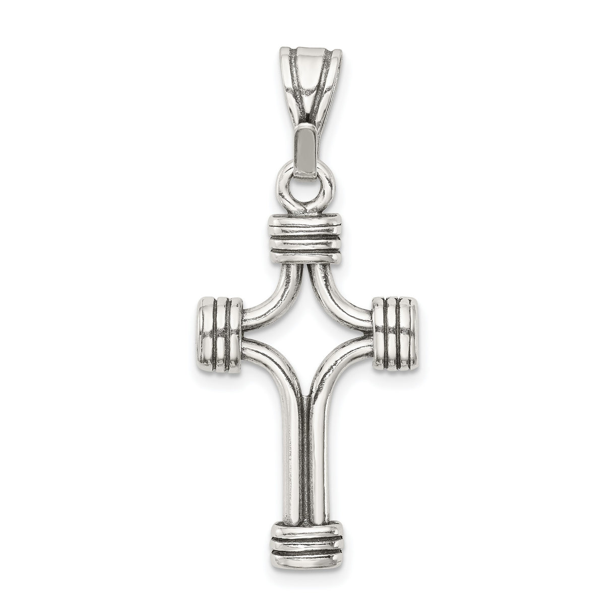 Antiqued Cross Charm Pendant in Real 925 Sterling Silver