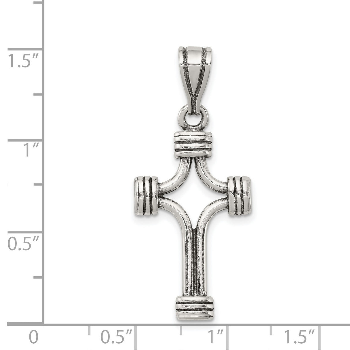 Antiqued Cross Charm Pendant in Real 925 Sterling Silver