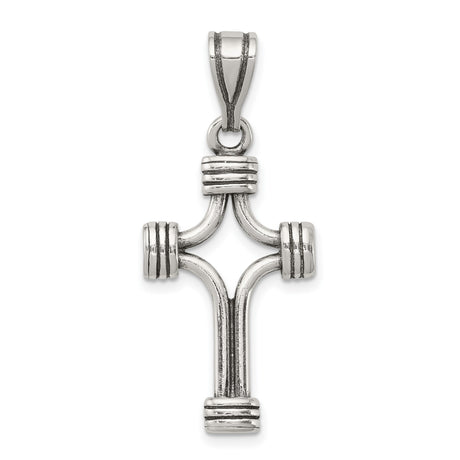 Antiqued Cross Charm Pendant in Real 925 Sterling Silver