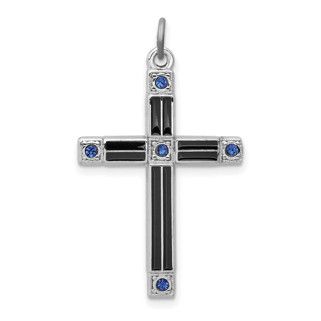 Enameled and Blue CZ Charm Pendant in Real 925 Sterling Silver