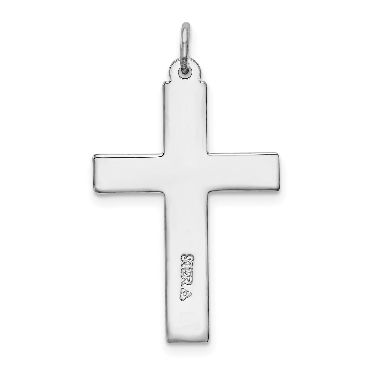 Sterling Silver Cross Pendant with Red Enamel Center and Textured Edge Design