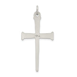 Antiqued Nail Cross Charm Pendant in Real 925 Sterling Silver