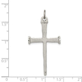 Antiqued Nail Cross Charm Pendant in Real 925 Sterling Silver