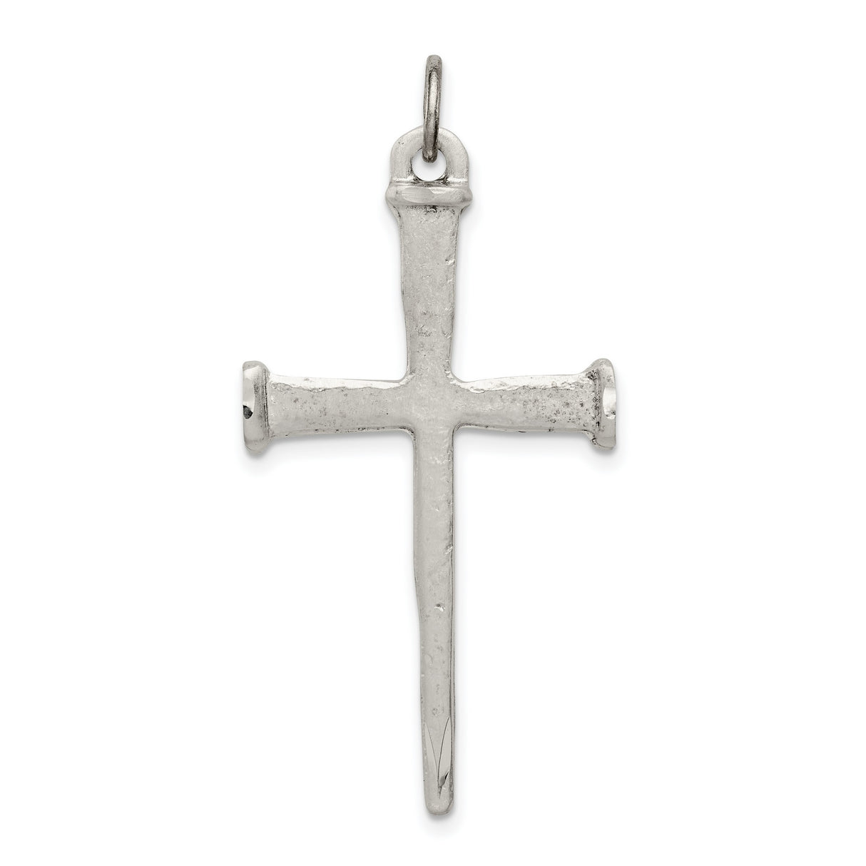 Antiqued Nail Cross Charm Pendant in Real 925 Sterling Silver