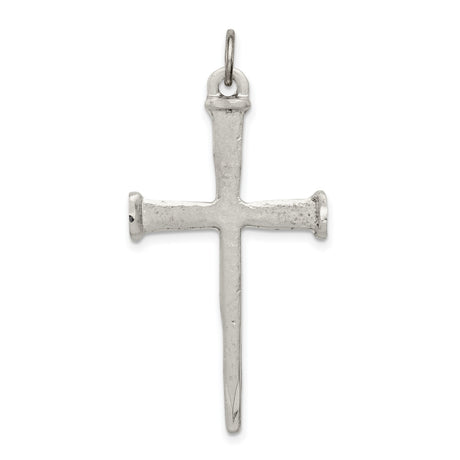 Antiqued Nail Cross Charm Pendant in Real 925 Sterling Silver