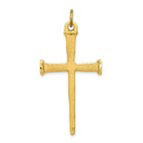 Gold Plated Nail Cross Charm Pendant in Real 925 Sterling SIlver