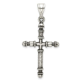 Antiqued Cross Charm Pendant in Real 925 Sterling Silver