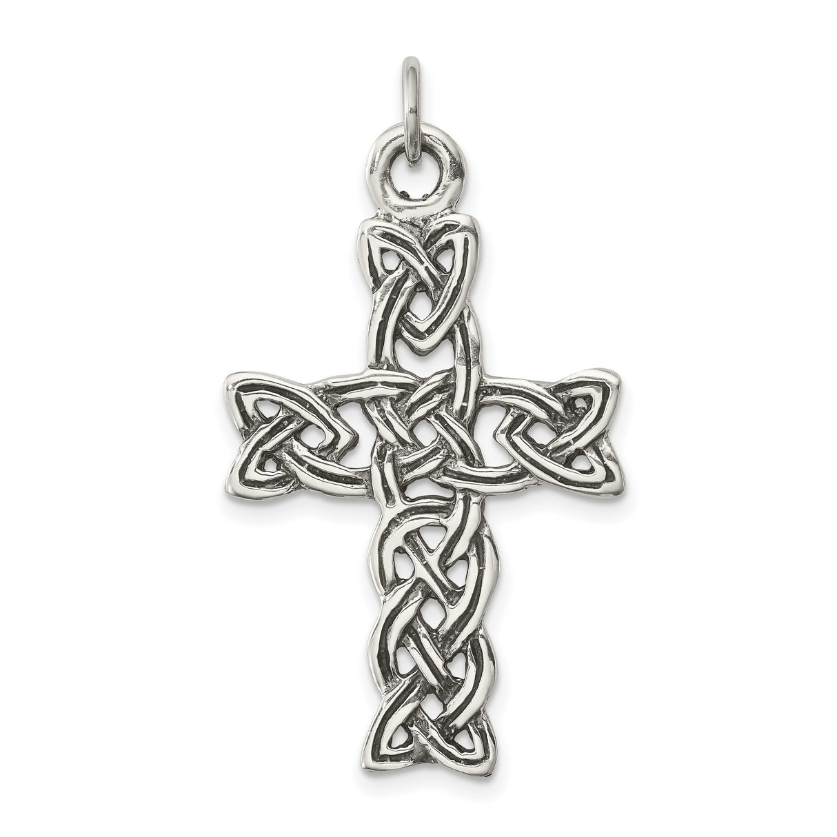 Celtic Cross with Triquetra Symbols Charm Pendant in Real 925 Sterling Silver