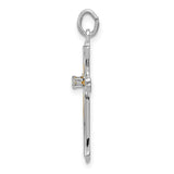 Gold Vermeil CZ Cross Charm Pendant in Real 925 Sterling Silver