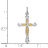 Gold Vermeil CZ Cross Charm Pendant in Real 925 Sterling Silver