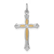 Gold Vermeil CZ Cross Charm Pendant in Real 925 Sterling Silver