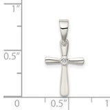 CZ Cross Charm Pendant in Real 925 Sterling Silver