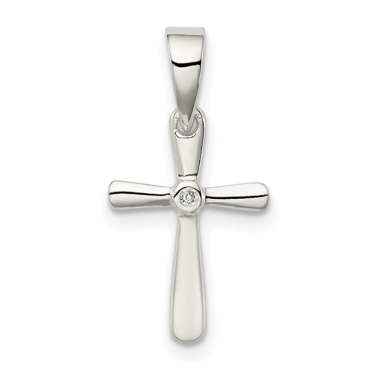 CZ Cross Charm Pendant in Real 925 Sterling Silver