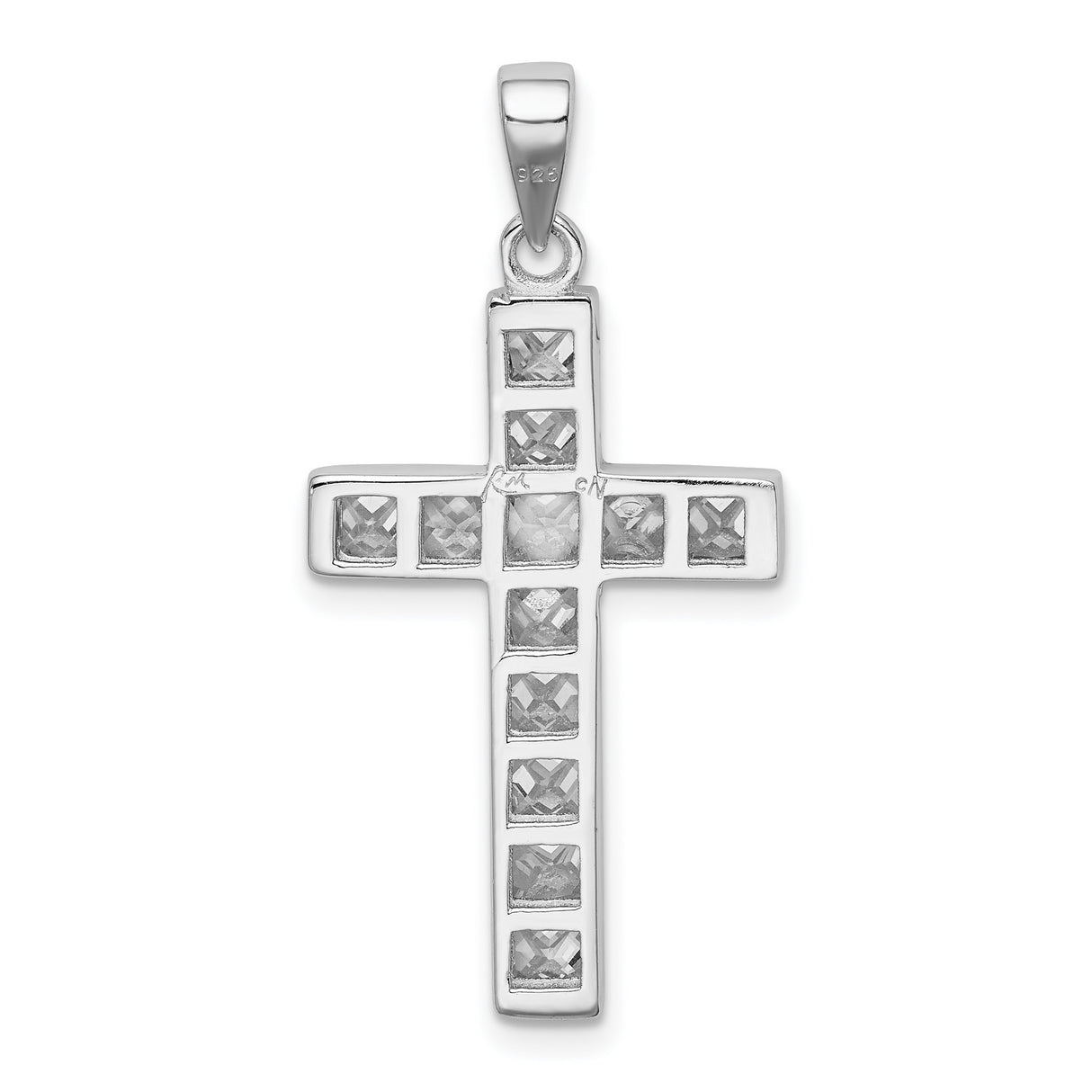 CZ Cross Charm Pendant in Real 925 Sterling Silver