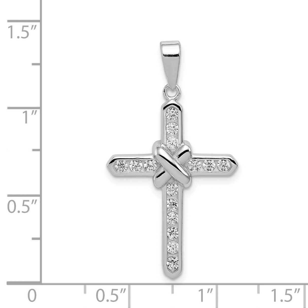 CZ Cross Charm Pendant in Real 925 Sterling Silver