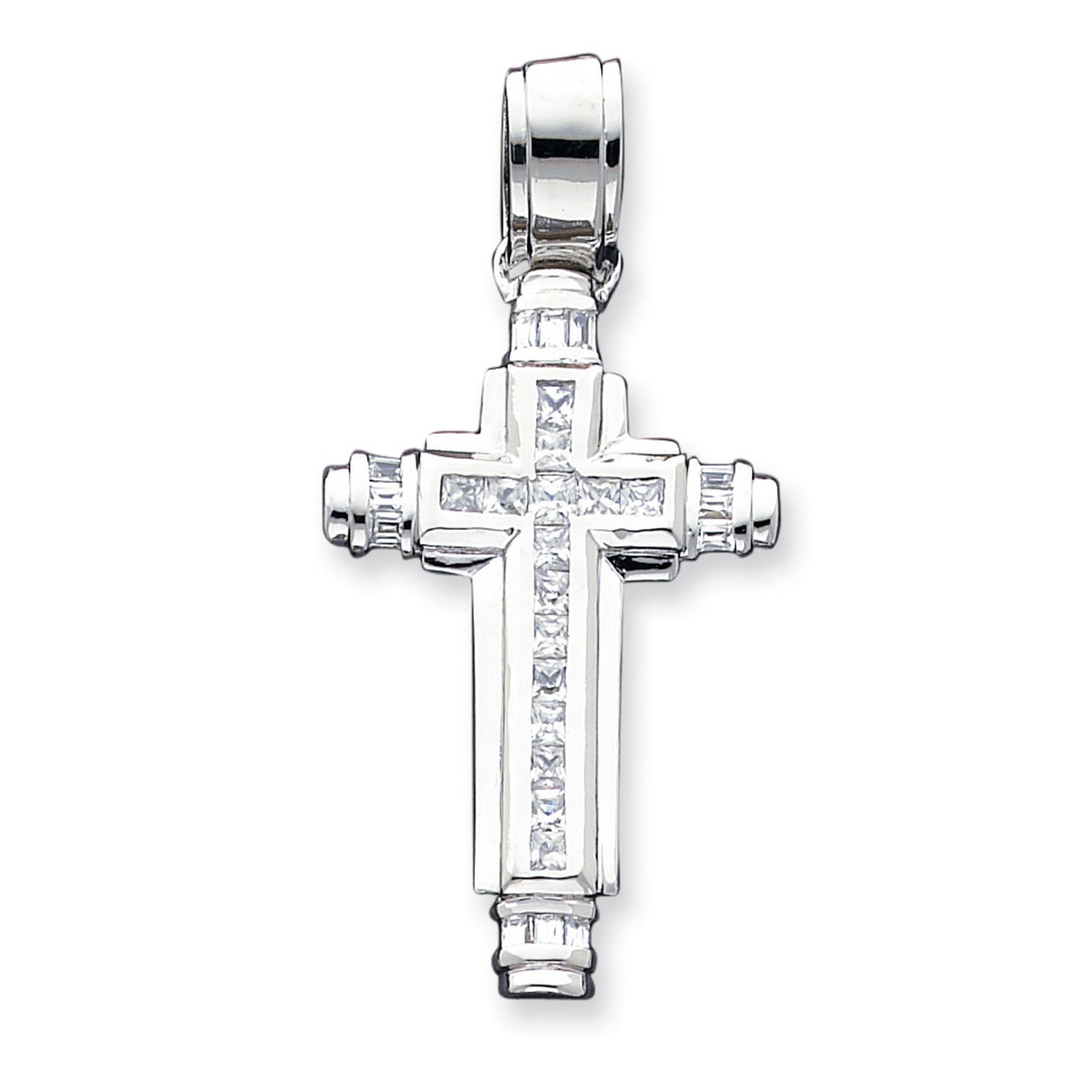 CZ Cross Charm Pendant in Real 925 Sterling Silver