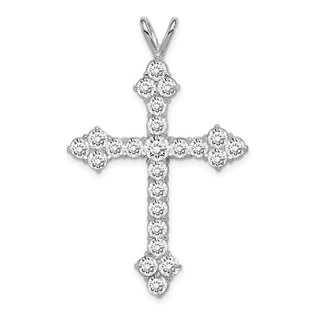 Sterling Silver Cross Pendant with Cubic Zirconia Accents, Modern Unisex Faith Jewelry